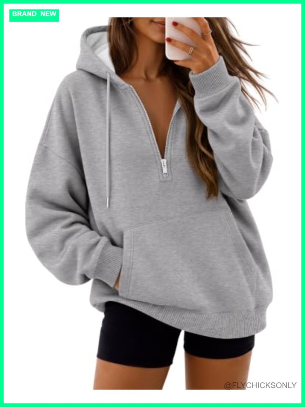 CloudFruit Women's Fleece Quarter Zip Pullover Sweatshirt with Kangaroo Pocket
